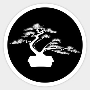 Bonsai tree in black circle Sticker